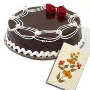 Simply Chocolate Cream Cake with greetings