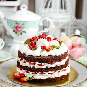 cake, chocolate, pastry, bake, cherries, confectionery, sweet, food