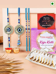 Beaded Evil Eye Motif Bhaiya Bhabhi Rakhis