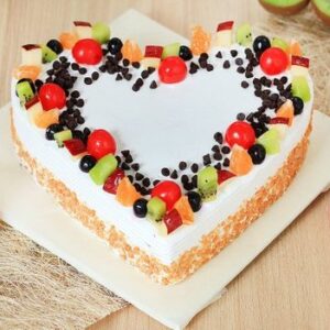 Fresh Fruit Heart Shape Cake