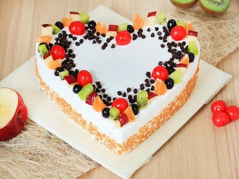 Fresh Fruit Heart Shape Cake