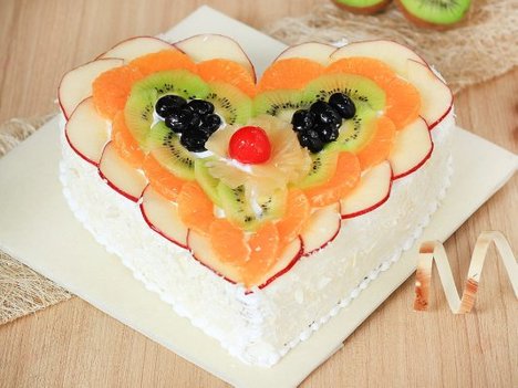Heart Shape Vanilla Fruit Cake
