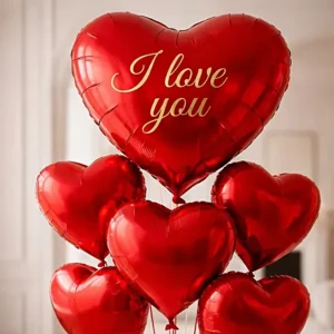 Helium Filled 6 Heart Shaped Balloons