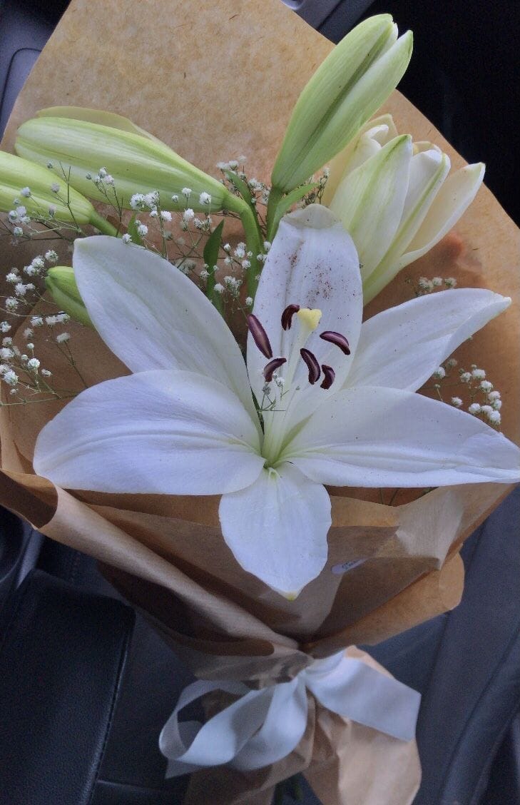 White Lily Congrats Floral Hand Tied Bouquet