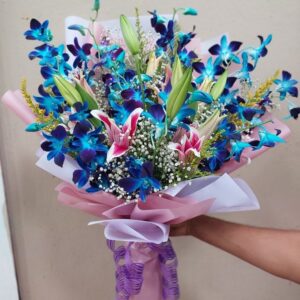 Gorgeous Blue Orchids & Pink Lilies